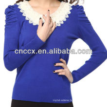 13STC5143 lady knitted pullover sweater puff sleeve top